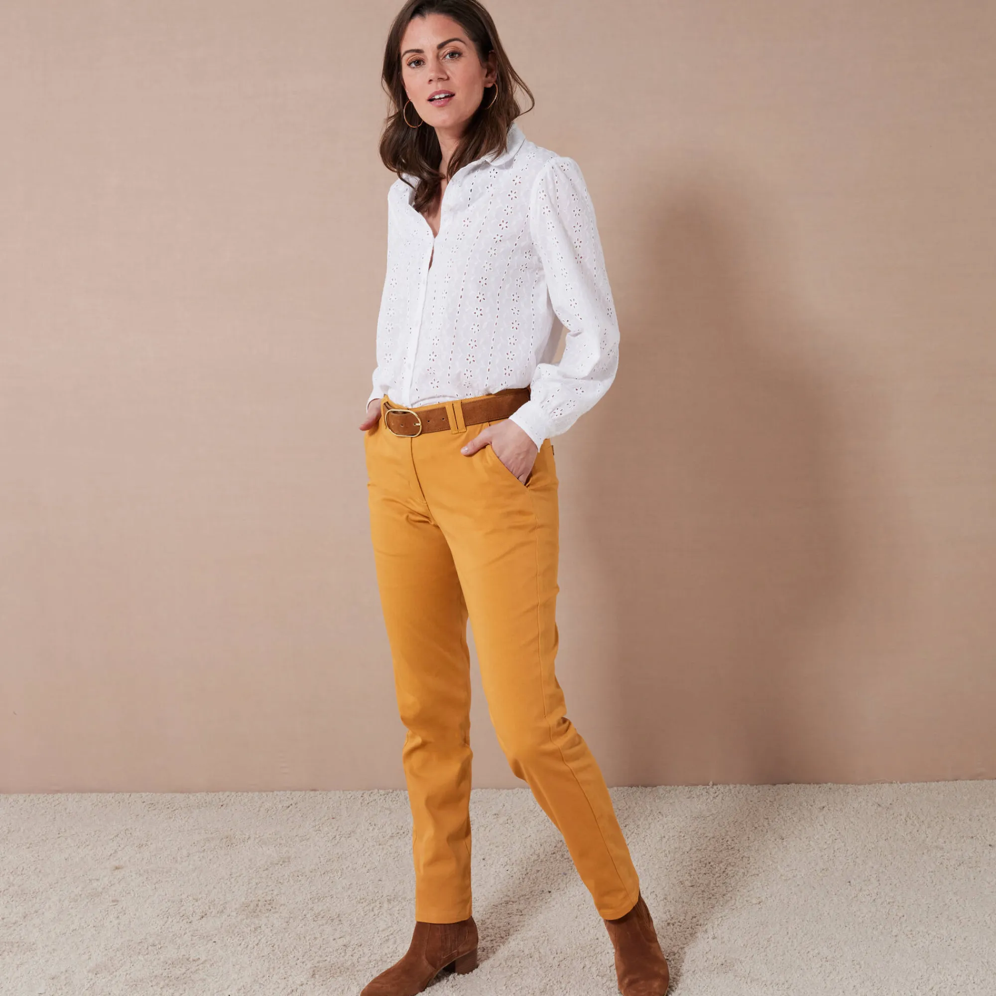 Broek<Blancheporte Chino stretchbroek kerrie
