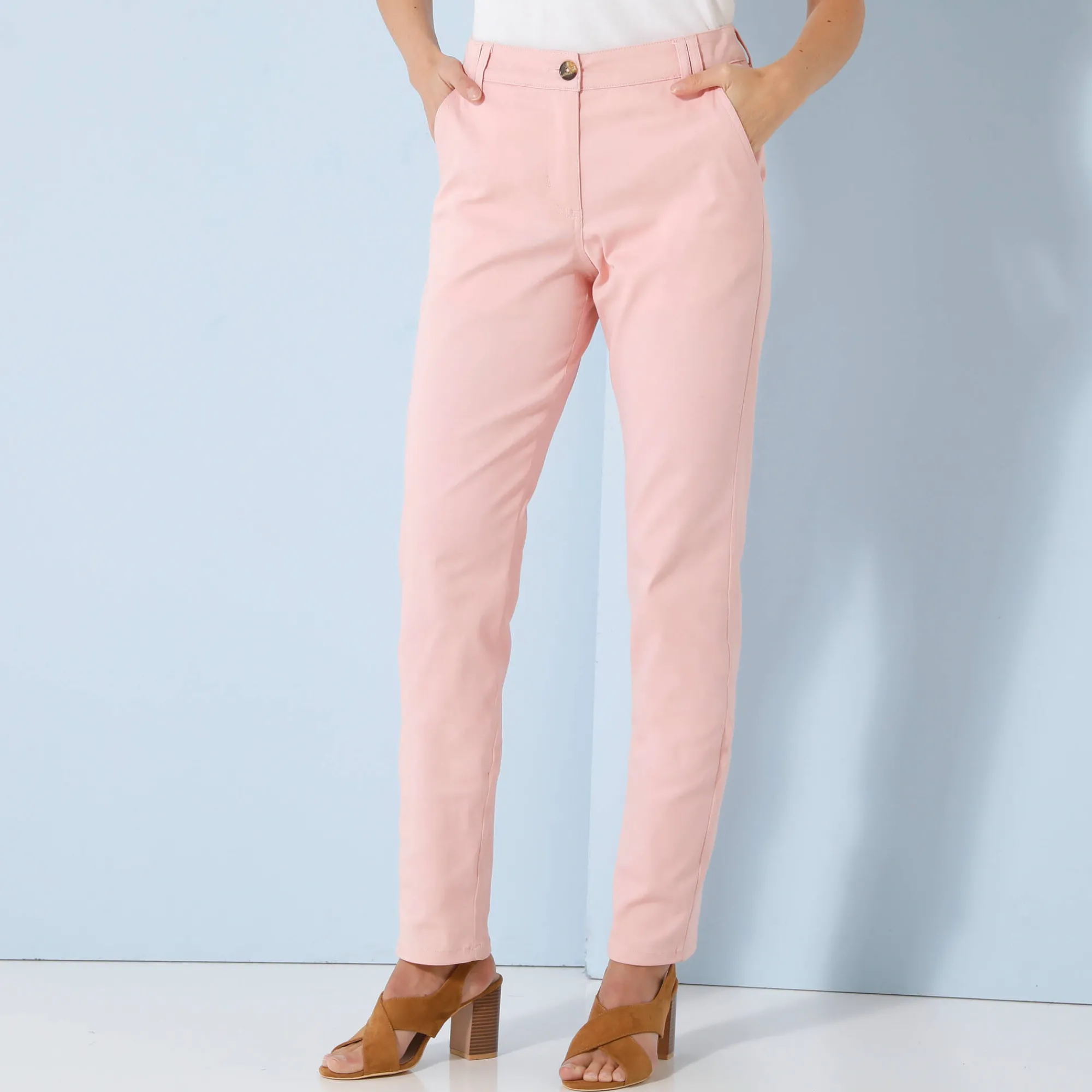 Broek<Blancheporte Chino stretchbroek poederroze