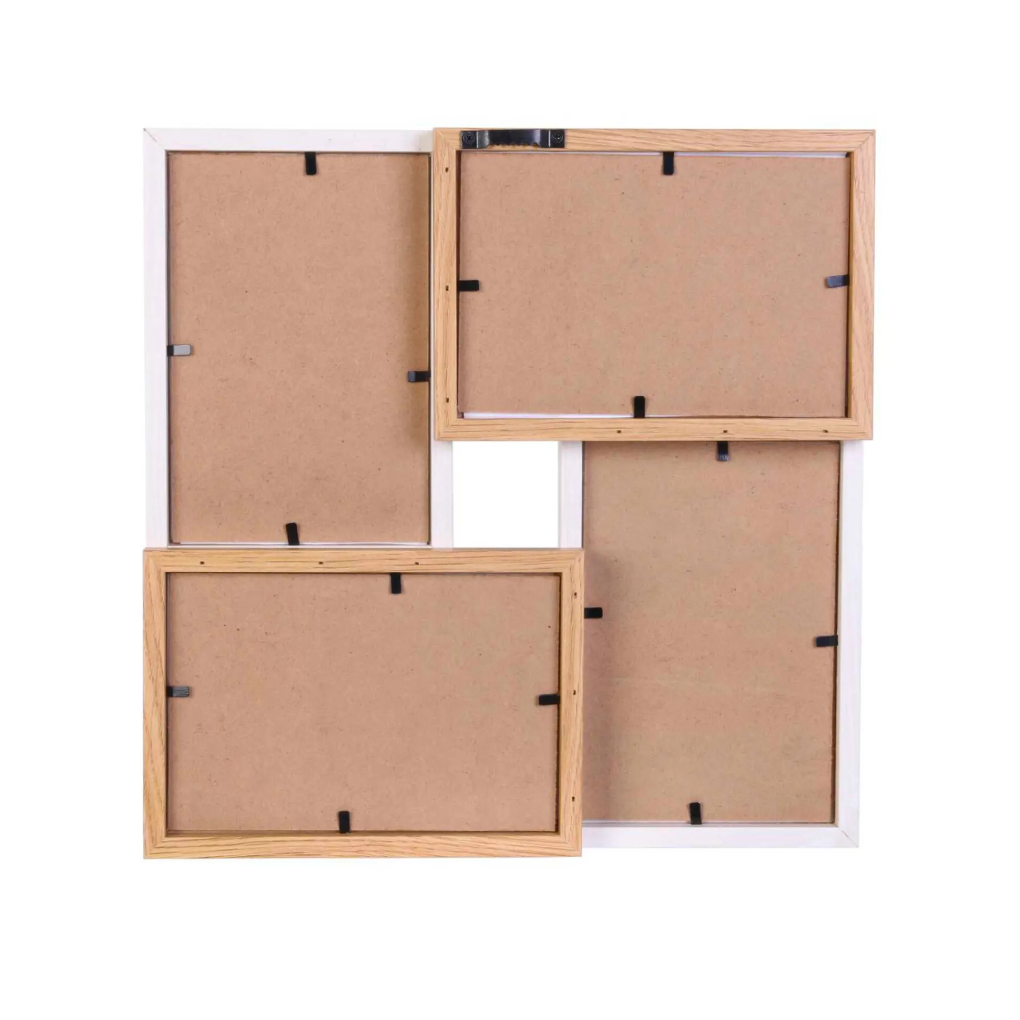 Decoratieartikel<Blancheporte Collagekader voor 4 foto's in hout en wit BRUIN/WIT