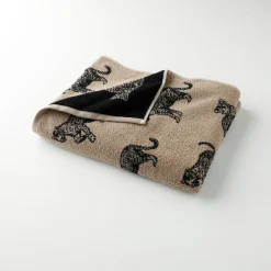 Badhanddoek<Blancheporte Collectie handdoeken in jacquard met luipaardmotief 450 g/m2 beige / zwart