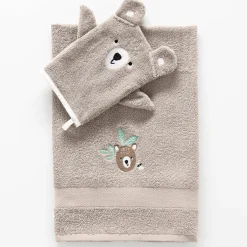 Badhanddoek|Handdoek En Badlaken Kids<Colombine des petits Collectie in badstof voor kinderen, geborduurd beertjesmotief, katoen - 380 g/m2 taupe