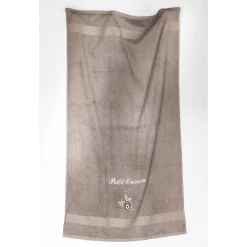 Badhanddoek|Handdoek En Badlaken Kids<Colombine des petits Collectie in badstof voor kids met beertjesbordursel, gepersonaliseerd taupe