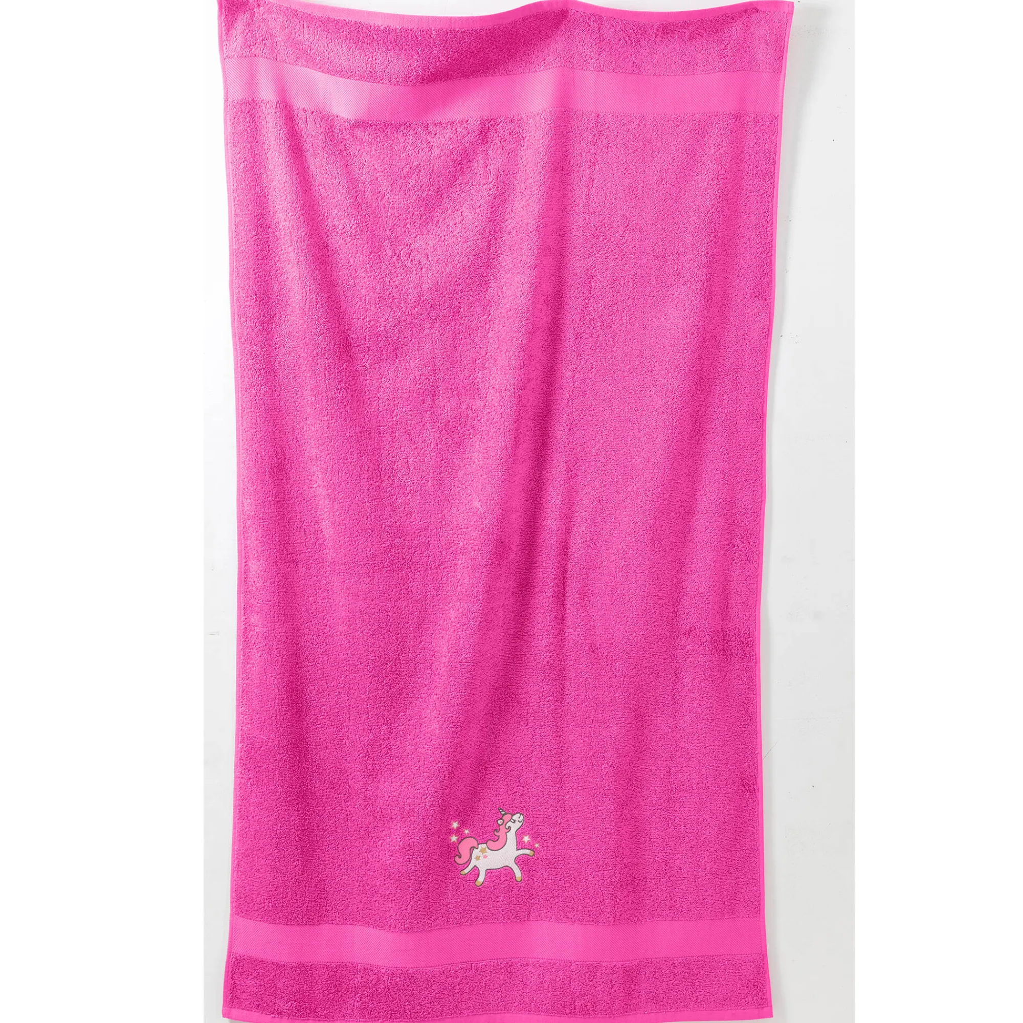 Badhanddoek|Handdoek En Badlaken Kids<Colombine des petits Collectie in badstof voor kinderen, met geborduurd eenhoornmotief, katoen - 380 g/m2 fuchsia