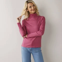 T-Shirt En Topje|Trui En Vest<Blancheporte Coltrui in effen stretchkatoen pruim