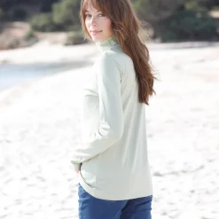 T-Shirt En Topje|Trui En Vest<Blancheporte Coltrui in effen stretchkatoen celadongrijs