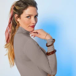 T-Shirt En Topje|Trui En Vest<Blancheporte Coltrui in effen stretchkatoen taupe