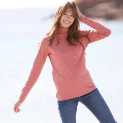 T-Shirt En Topje|Trui En Vest<Blancheporte Coltrui in effen stretchkatoen terracotta