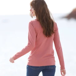 T-Shirt En Topje|Trui En Vest<Blancheporte Coltrui in effen stretchkatoen terracotta