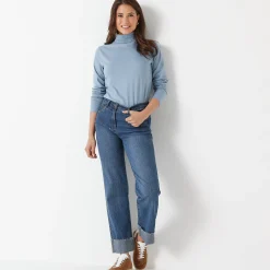 T-Shirt En Topje|Trui En Vest<Blancheporte Coltrui in effen stretchkatoen grijsblauw