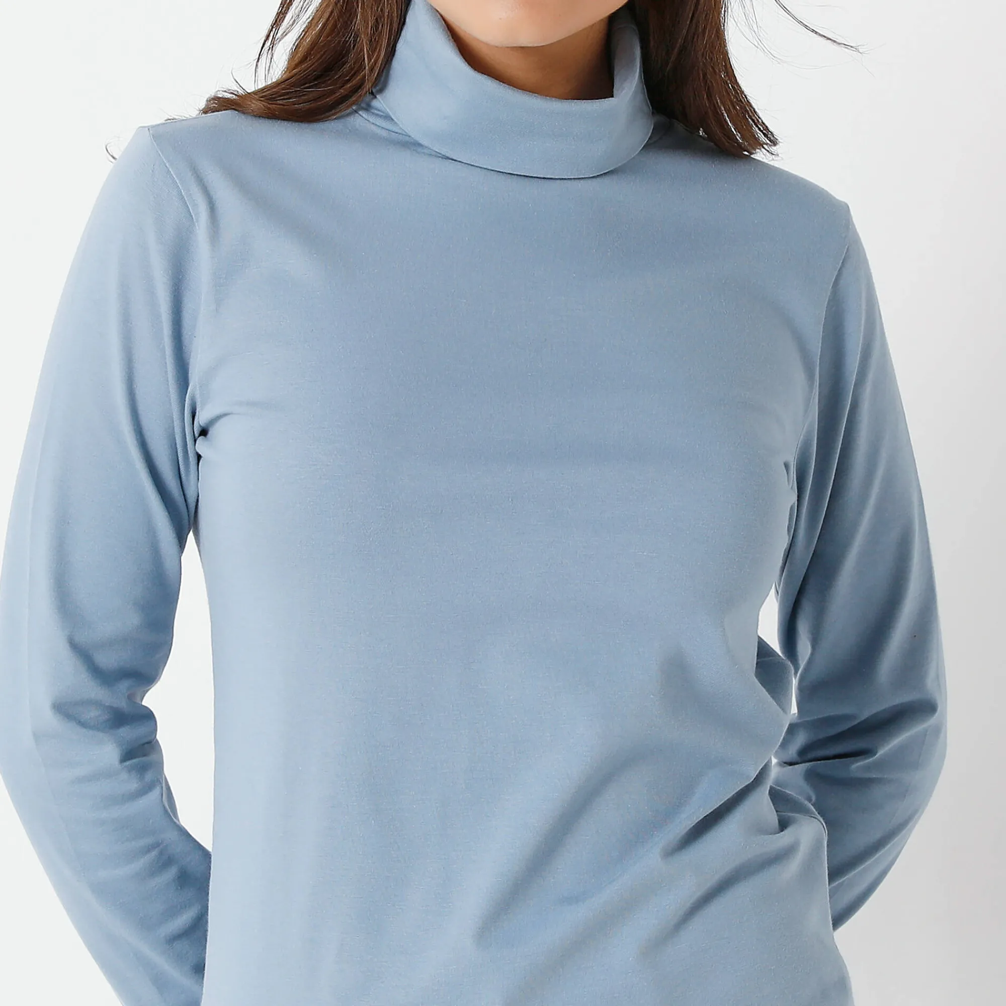 T-Shirt En Topje|Trui En Vest<Blancheporte Coltrui in effen stretchkatoen grijsblauw