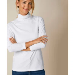 T-Shirt En Topje|Trui En Vest<Blancheporte Coltrui in effen stretchkatoen gebroken wit