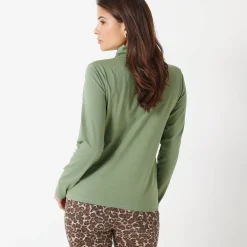 T-Shirt En Topje|Trui En Vest<Blancheporte Coltrui in effen stretchkatoen kaki