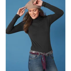 T-Shirt En Topje|Trui En Vest<Blancheporte Coltrui in stretch zwart