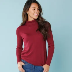 Trui En Vest<Blancheporte Coltrui, kleine lengtes granaatrood