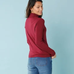 Trui En Vest<Blancheporte Coltrui, kleine lengtes granaatrood