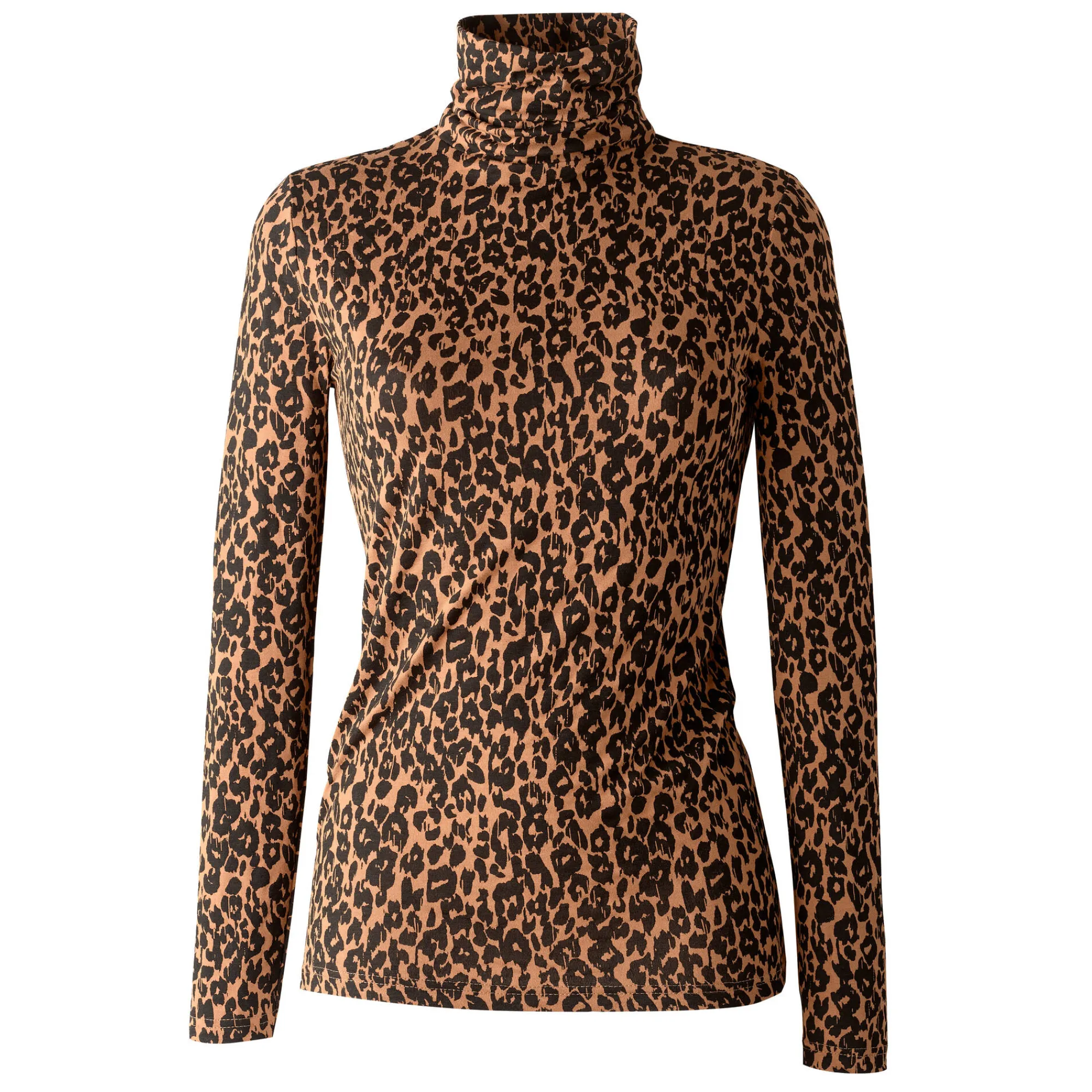 T-Shirt En Topje|Trui En Vest<Blancheporte Coltrui met dierenhuidprint, stretchviscose karamel / zwart