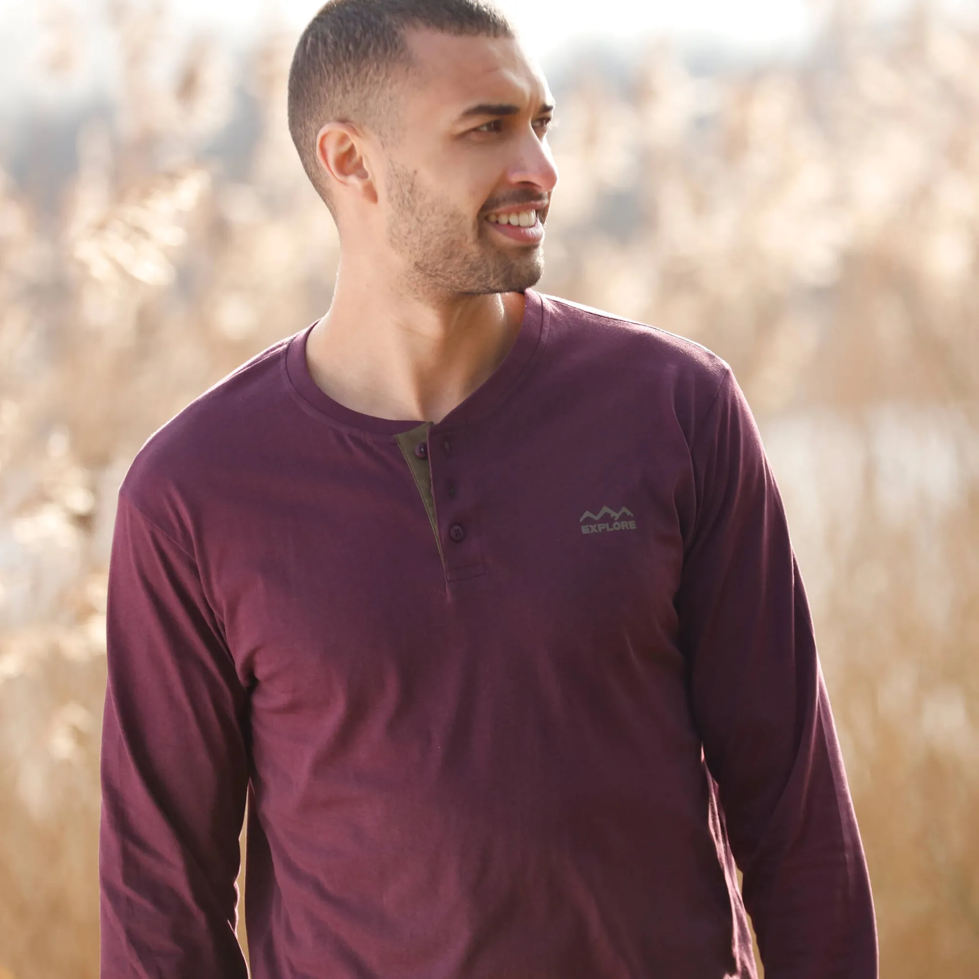 T-Shirt, Hemd En Polo<Blancheporte Comfortabel Henley T-shirt met lange mouwen - set van 2 wijnrood + kaki
