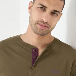 T-Shirt, Hemd En Polo<Blancheporte Comfortabel Henley T-shirt met lange mouwen - set van 2 wijnrood + kaki