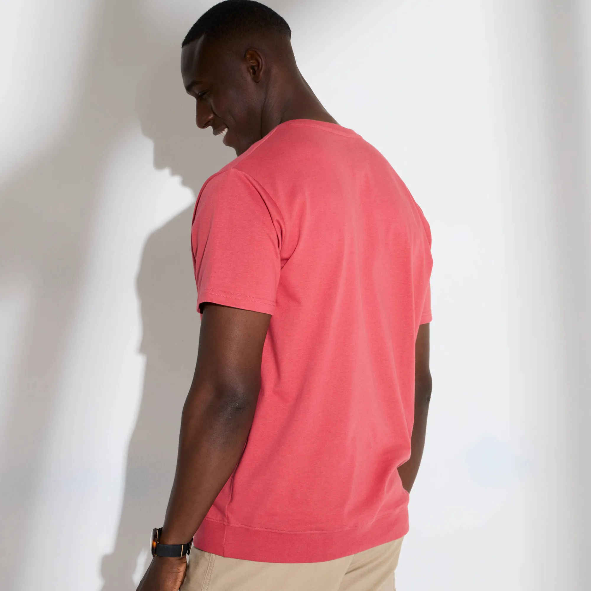 T-Shirt, Hemd En Polo<Blancheporte Comfortabel Henley T-shirt met korte mouwen - biologisch katoen grijzig koraal