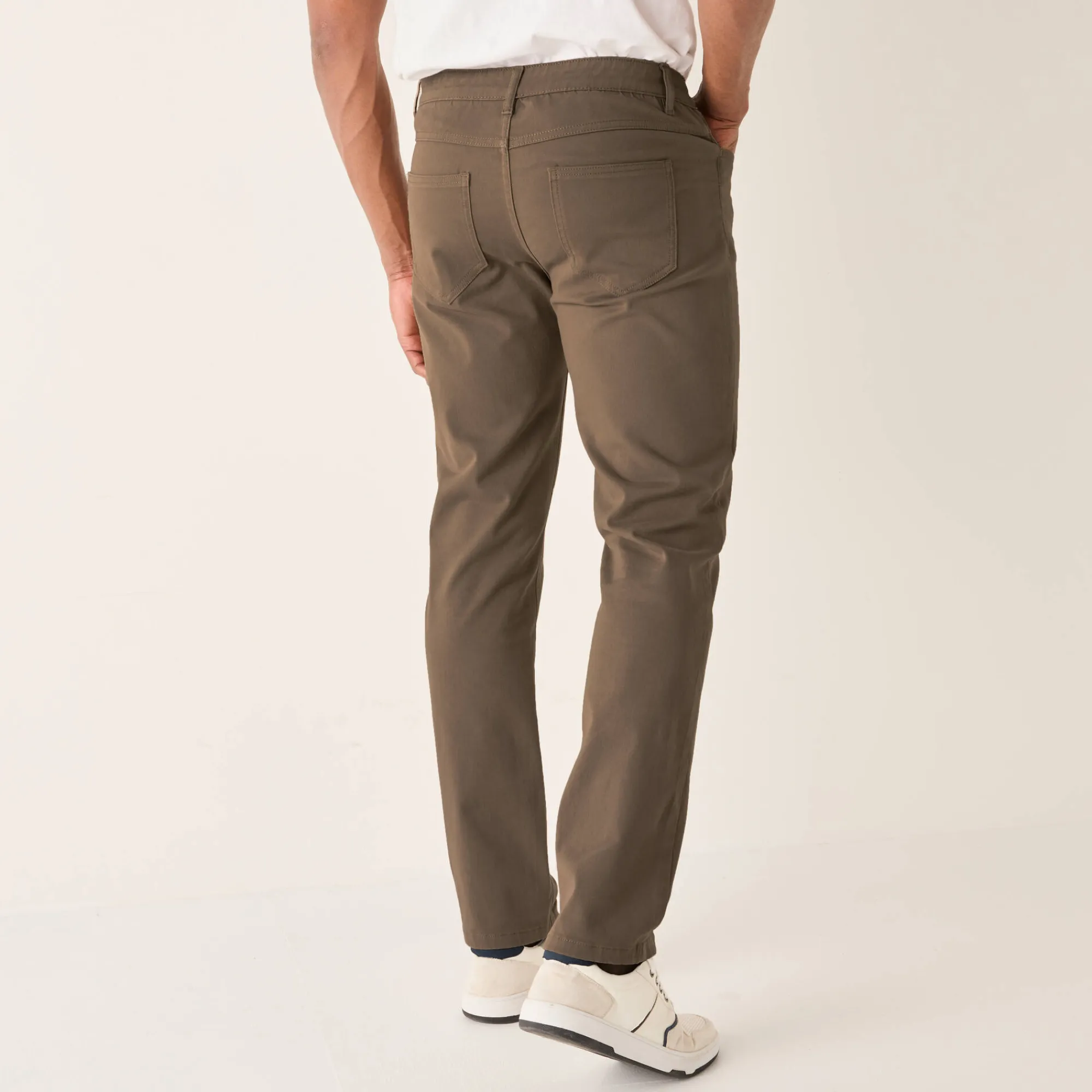 Broek<Blancheporte Comfortabele broek met 5 zakken en elastische tailleband, in gabardine - L30 donkerbeige