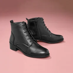 Bottines En Boots|Schoenen<Blancheporte Comfortabele leren bottines met veters zwart