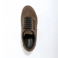 Baskets En Sneakers|Schoenen<Blancheporte Comfortabele leren sneakers met sleehak, LWG gecertificeerd taupe