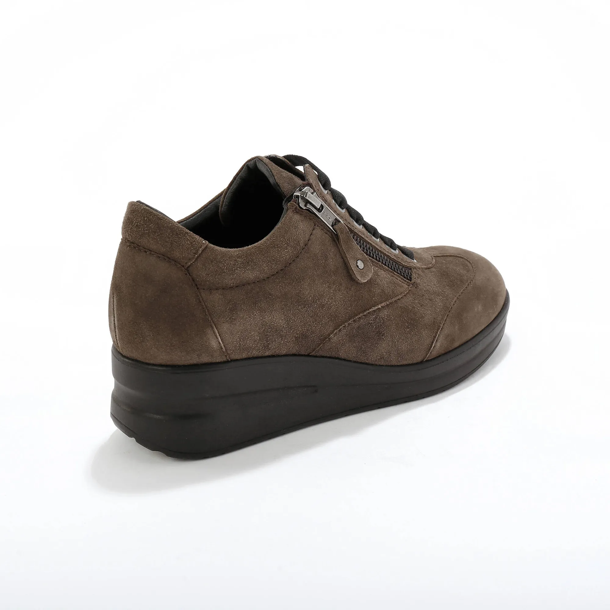 Baskets En Sneakers|Schoenen<Blancheporte Comfortabele leren sneakers met sleehak, LWG gecertificeerd taupe