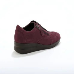Baskets En Sneakers|Schoenen<Blancheporte Comfortabele leren sneakers met sleehak, LWG gecertificeerd bordeaux