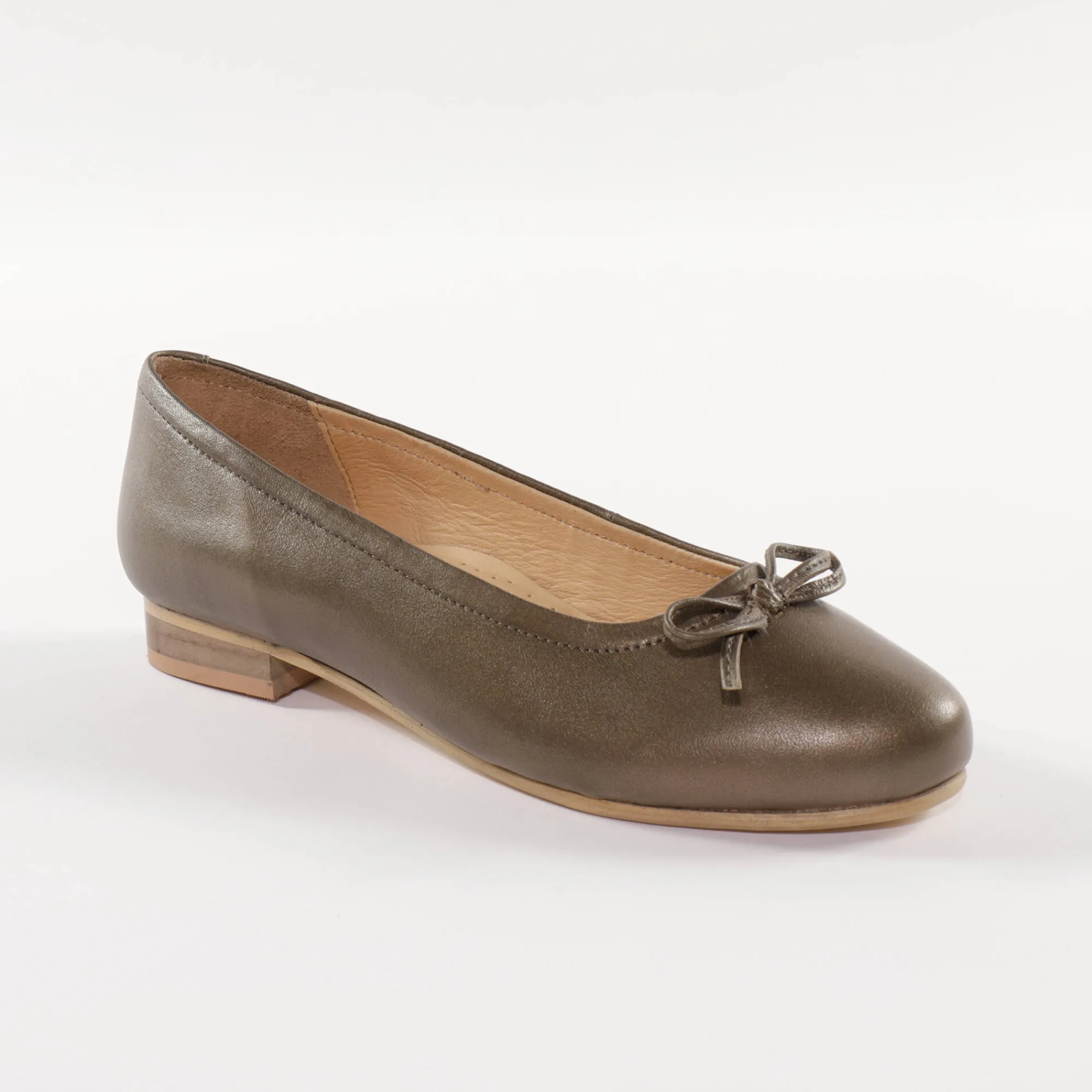 Ballerina's|Schoenen<Blancheporte Comfortabele platte ballerina's in leer - bronskleur