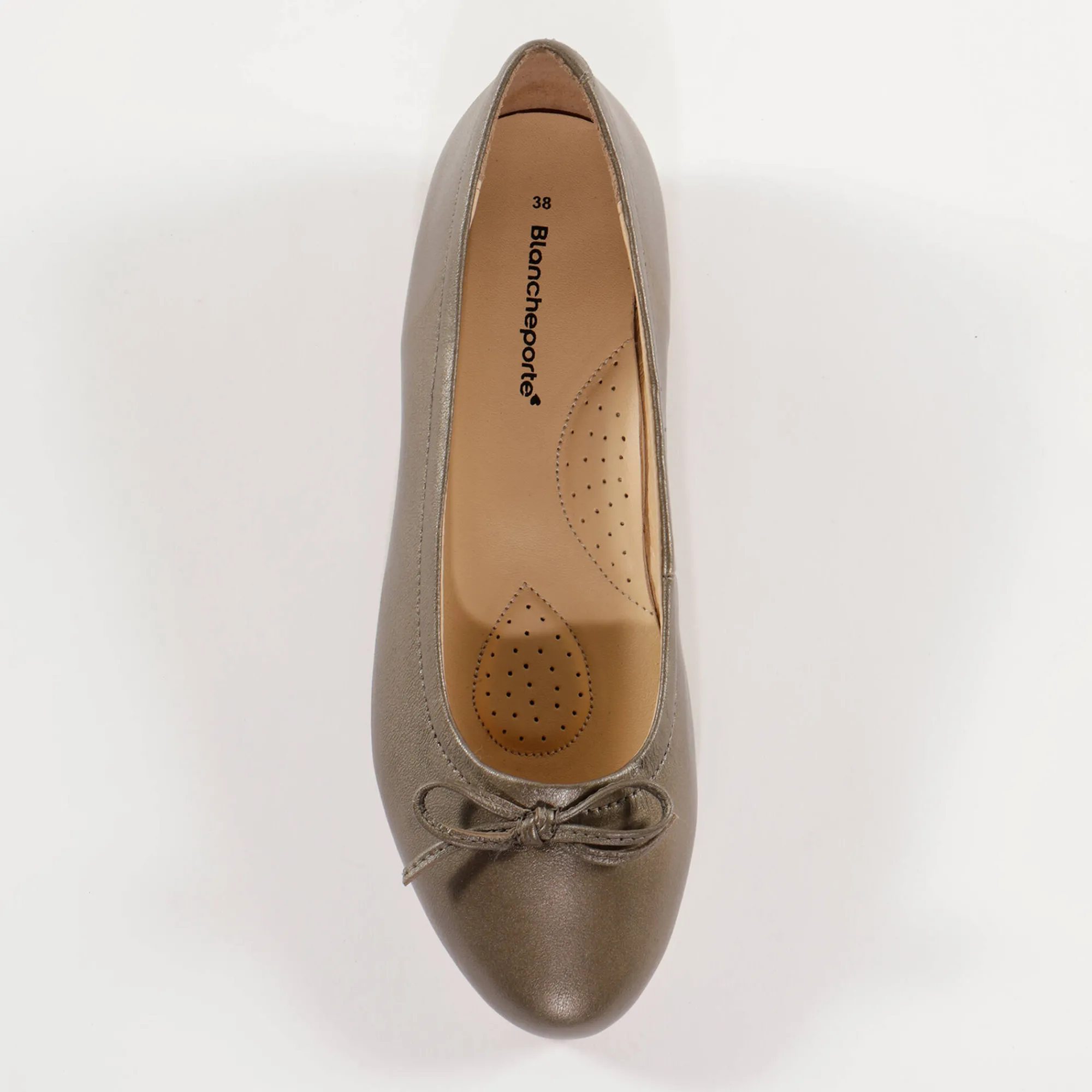 Ballerina's|Schoenen<Blancheporte Comfortabele platte ballerina's in leer - bronskleur