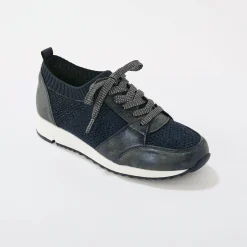 Baskets En Sneakers|Schoenen<Blancheporte Comfortabele sneakers met fantasietricot blauw