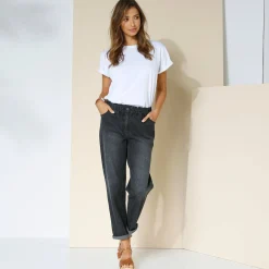 Jeans<Blancheporte Comfortabele stretchjeans in 'mom' model, elastische taille zwart