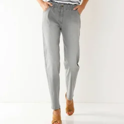 Jeans<Blancheporte Comfortabele stretchjeans in 'mom' model, elastische taille grijs