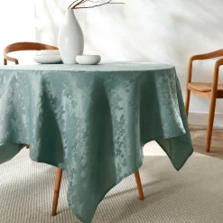 Feesttafel|Tafellaken En Tafelloper<Colombine Damast tafellaken met bladerenprint ® eucalyptus