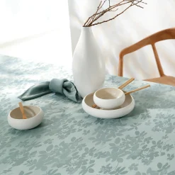 Feesttafel|Tafellaken En Tafelloper<Colombine Damast tafellaken met bladerenprint ® eucalyptus