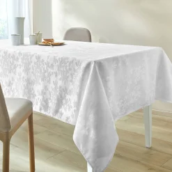 Feesttafel|Tafellaken En Tafelloper<Colombine Damast tafellaken met bladerenprint ® wit