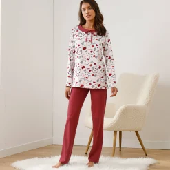 Pyjama<Blancheporte Damespyjama met hartjesprint kersenrood