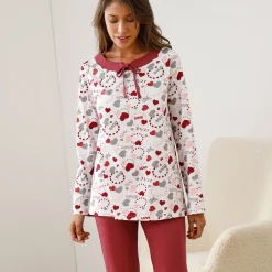 Pyjama<Blancheporte Damespyjama met hartjesprint kersenrood