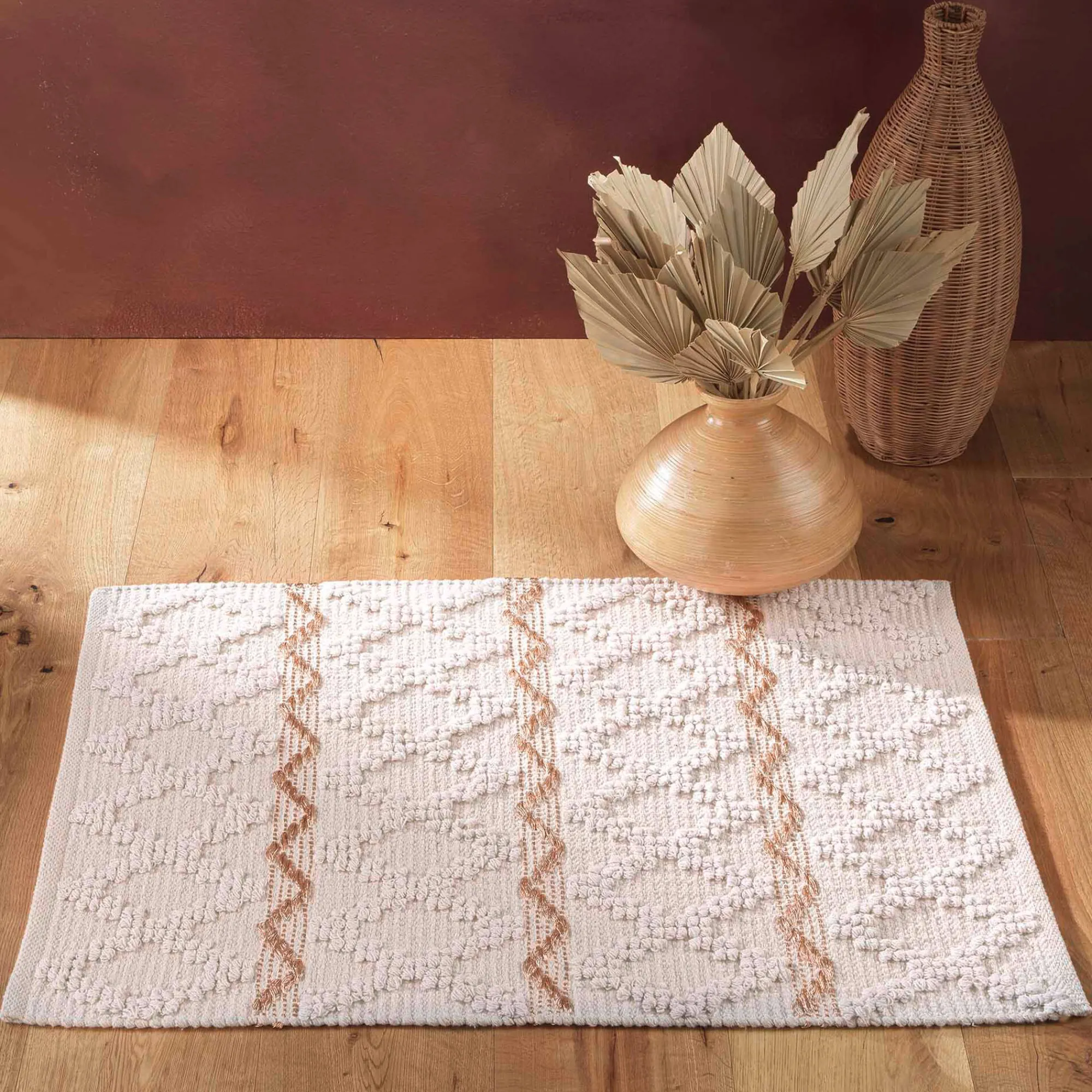 Tapijt<Blancheporte Decoratief tapijt met reliëf en ruitenmotieven beige / ecru