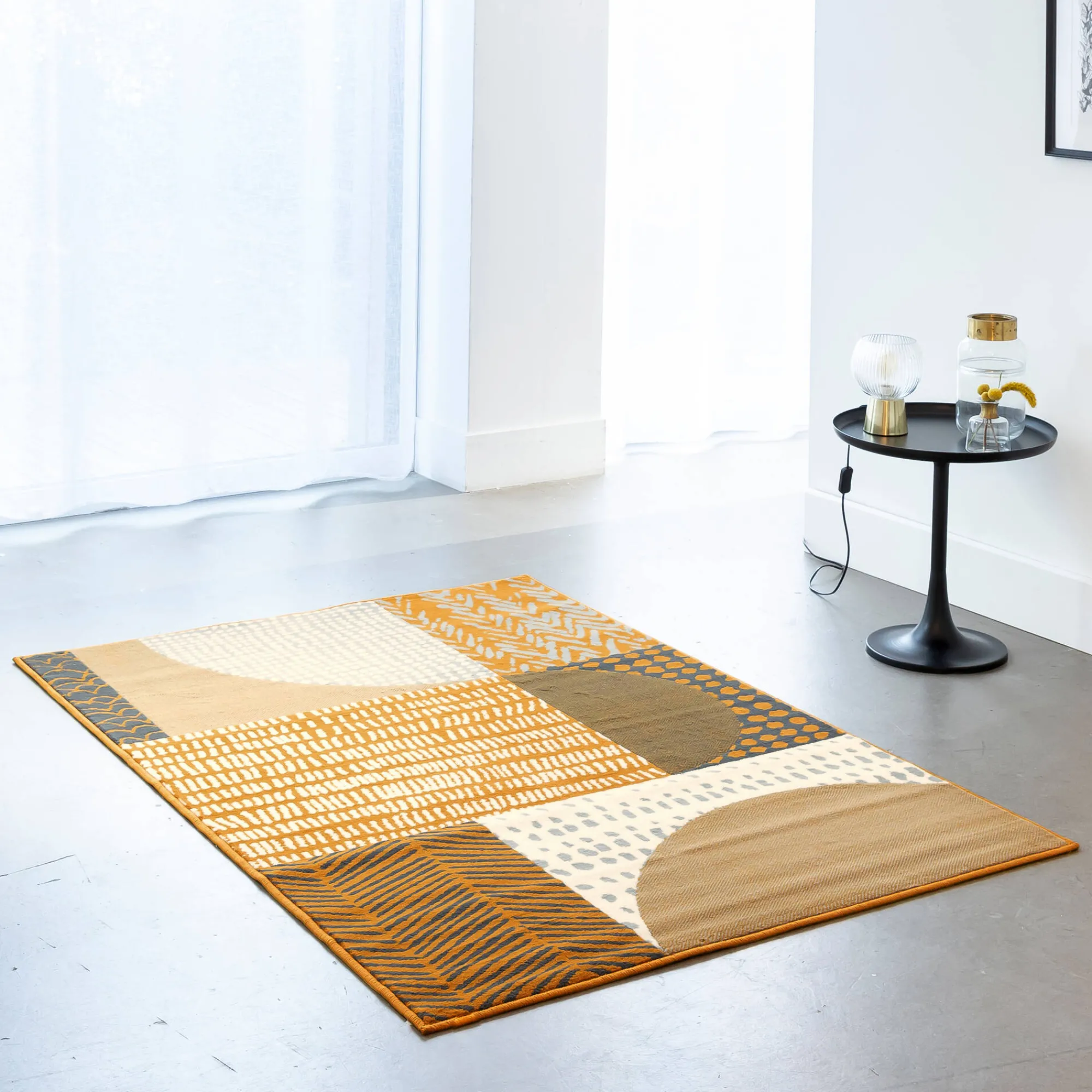 Tapijt<Blancheporte Decoratief tapijtje met geometrisch motief mosterdgeel