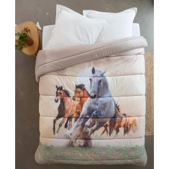 Kids Dekbed|Dekbed<Blancheporte Dekbed in microvezel met paarden in fotoprint 200 g/m2 beige / bruin