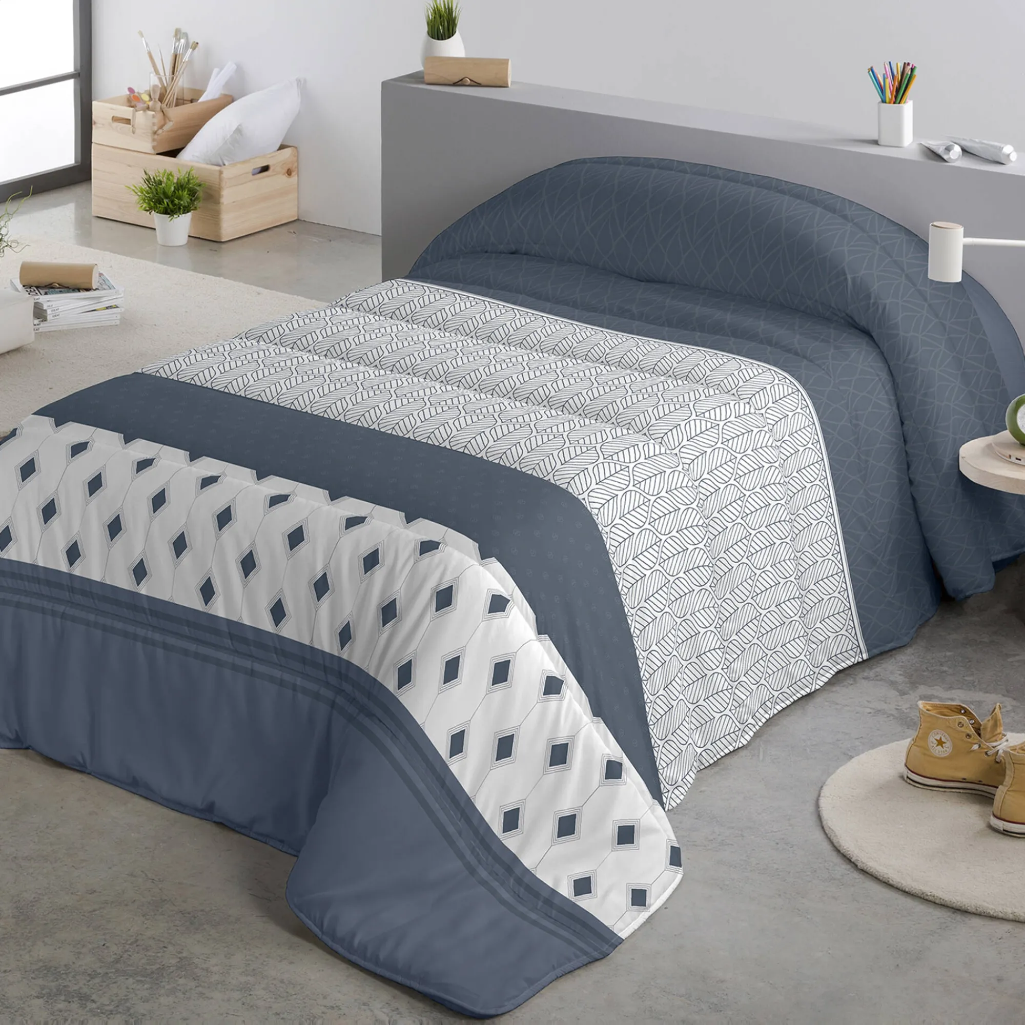 Dekbed<Blancheporte Dekbed in microvezel met strepenmotieven 200g/m2 blauw