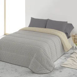 Dekbed<Blancheporte Dekbed in microvezel met grafische microprint 200 g/m² grijs / geel