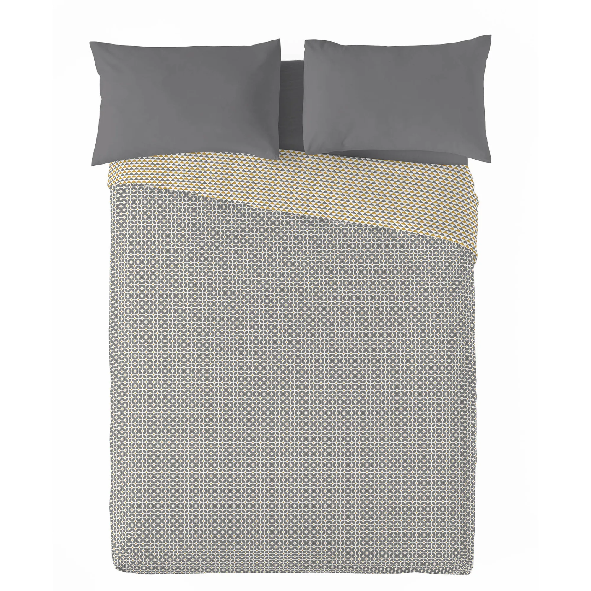 Dekbed<Blancheporte Dekbed in microvezel met grafische microprint 200 g/m² grijs / geel