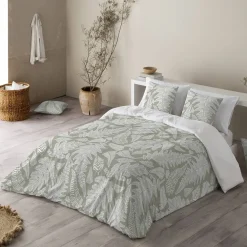 Dekbed<Blancheporte Dekbed in microvezel met herbarium-print 200 g/m² groen / beige