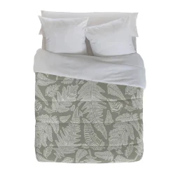Dekbed<Blancheporte Dekbed in microvezel met herbarium-print 200 g/m² groen / beige
