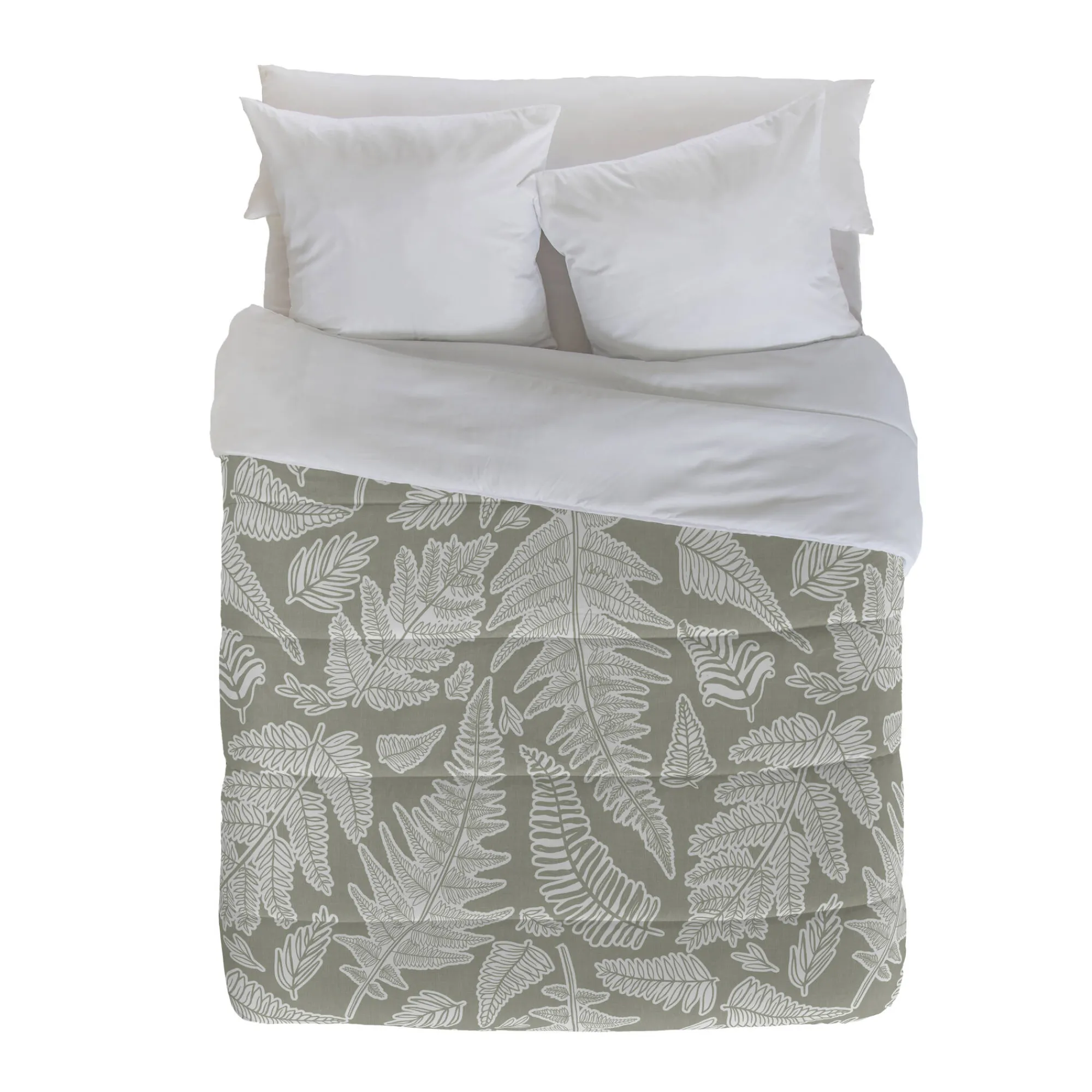 Dekbed<Blancheporte Dekbed in microvezel met herbarium-print 200 g/m² groen / beige