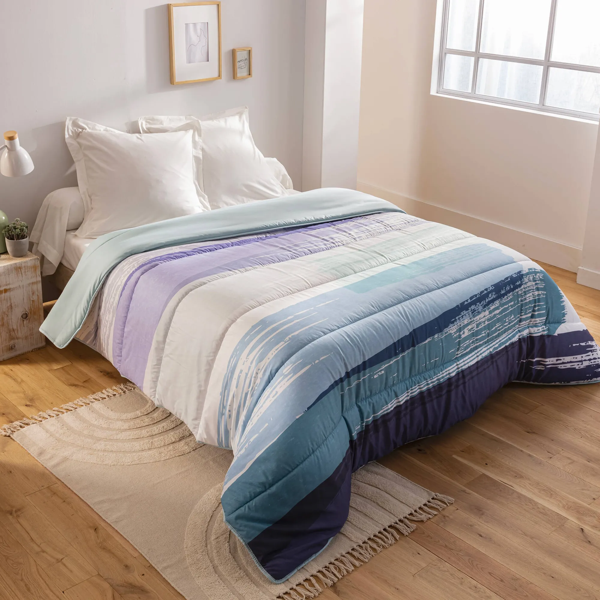 Dekbed<Blancheporte Dekbed in microvezel met Pastel print 200g/m2 blauw