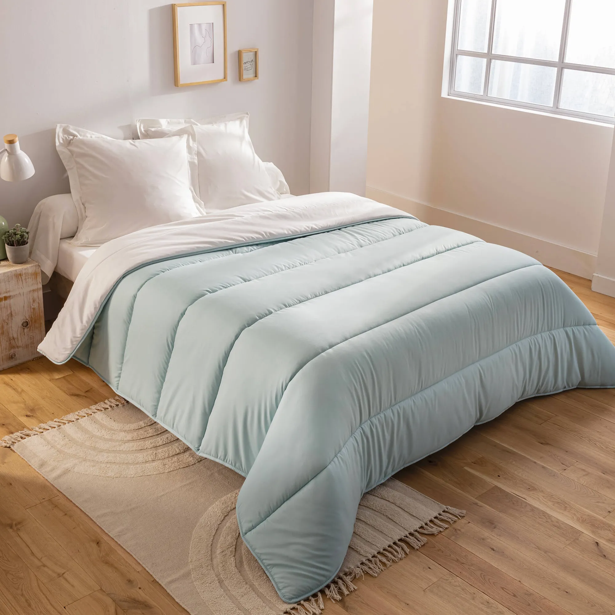 Dekbed<Blancheporte Dekbed in microvezel met Pastel print 200g/m2 blauw