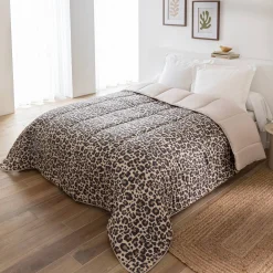 Dekbed<Blancheporte Dekbed in microvezel met luipaardprint 400g/m2 beige / zwart